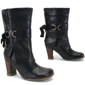 John Fluevog Black Leather Sopranos Inge Boots Size US 5.5